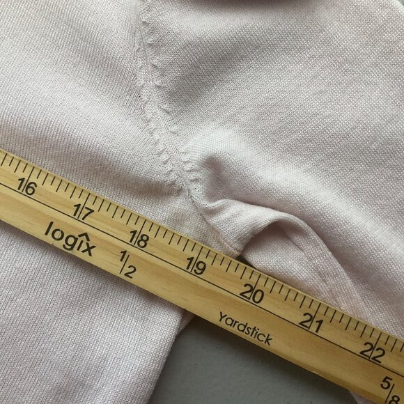 Talbots Pink Sweater Scalloped Peter Pan Collar Bow Merino Wool Old Money Preppy - Picture 4 of 12